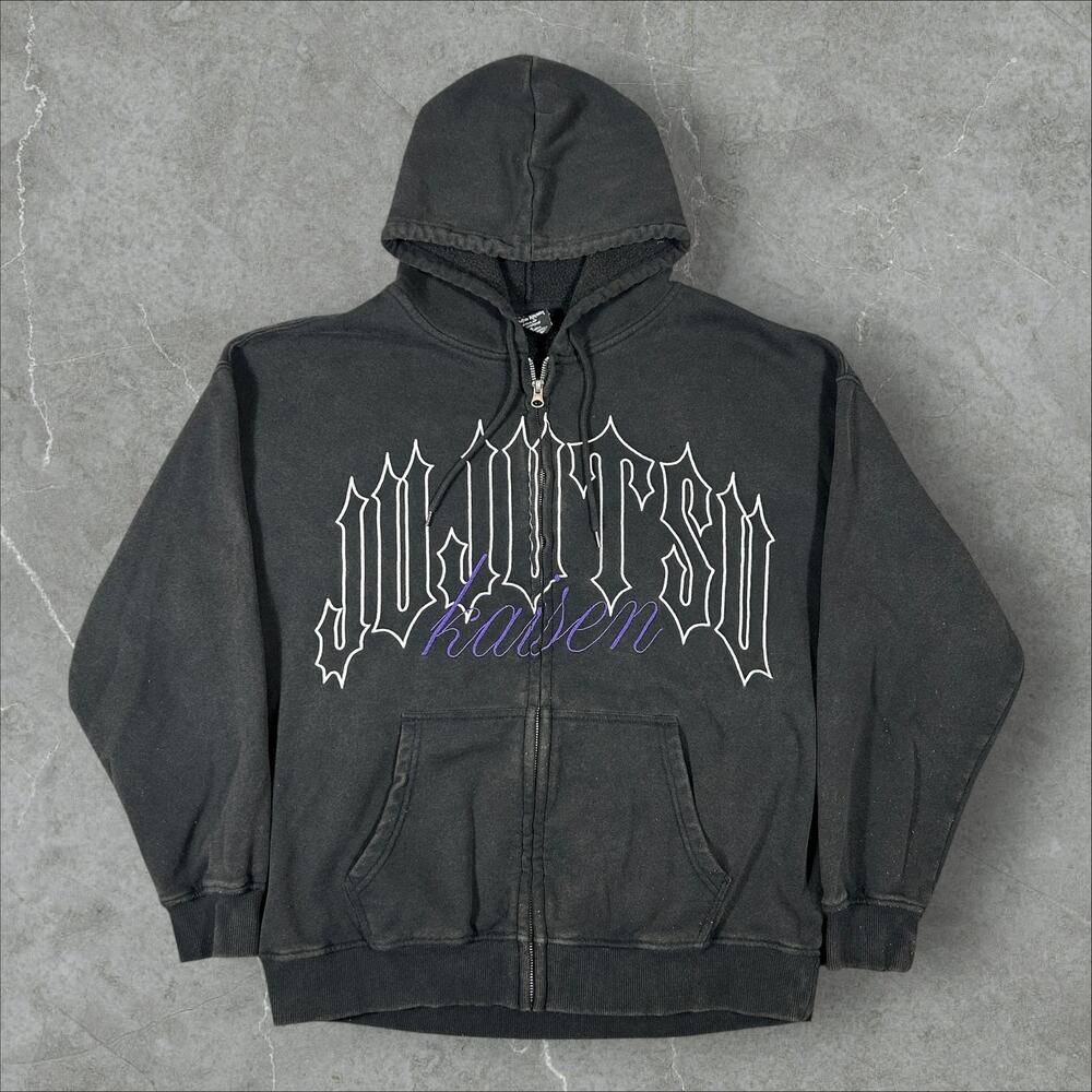 Jujutsu Kaisen Y2K Anime Manga Size XL Crunchyroll Black Full Zip Hoodie Jacket